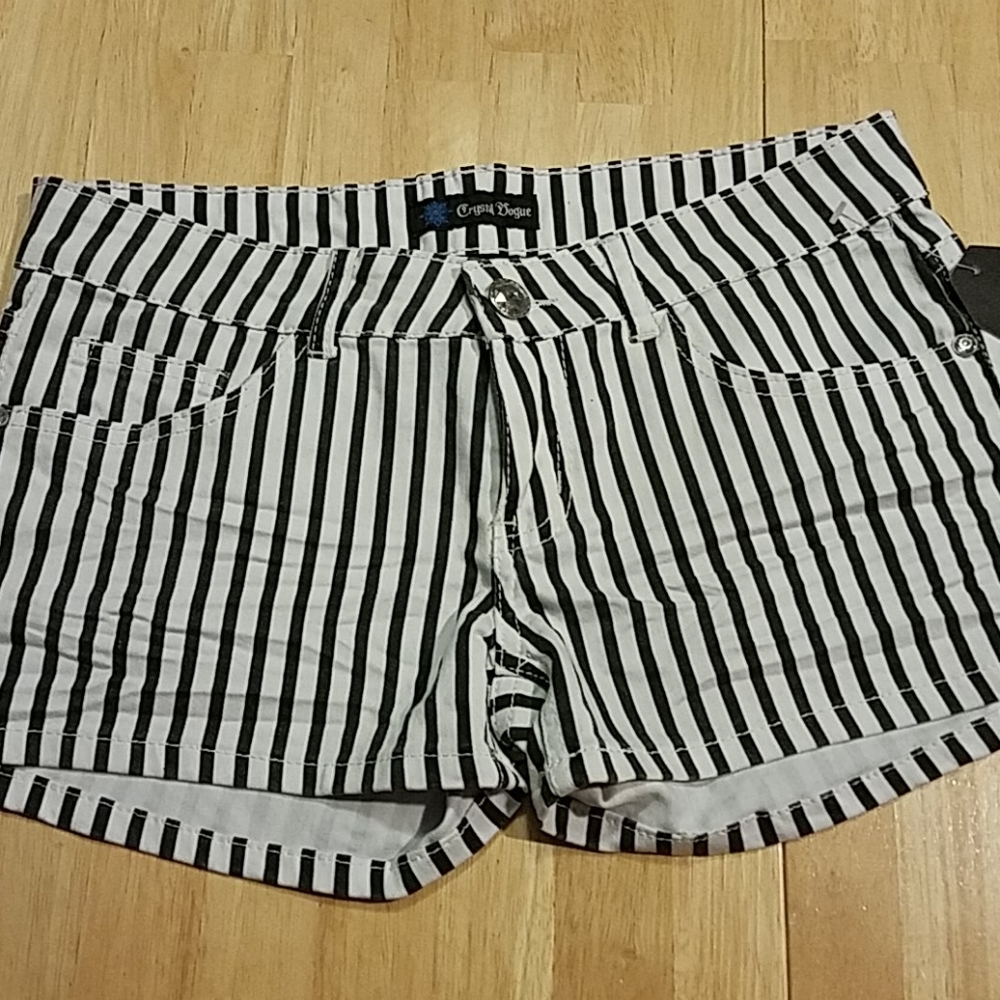 Black and White Striped jean shorts‎ Size 7